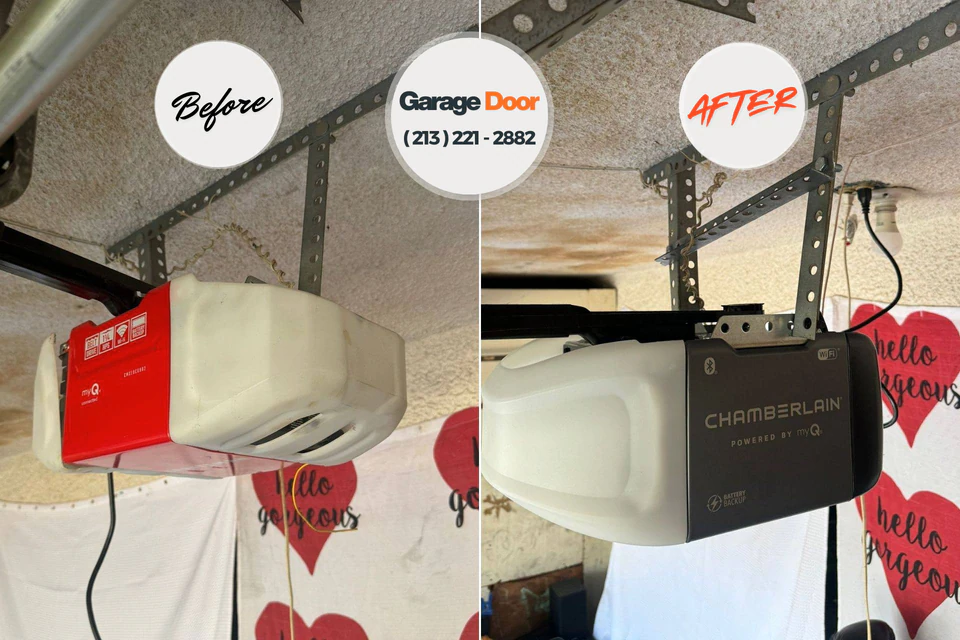Before and after: garage door repair Woodburn, VA